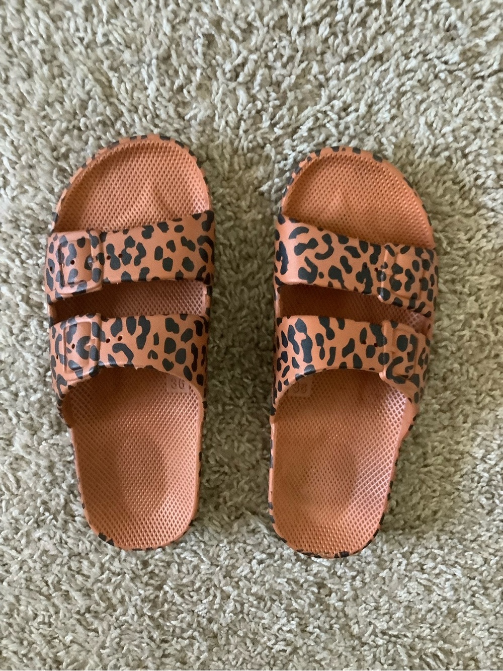 Women's Leopard Print Double-Strap Slide Sandals in Tan